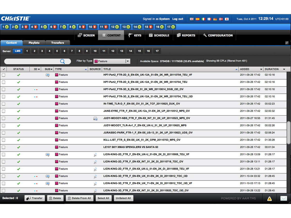 Christie® Avias-TMS™ Theater Management | 108-427104-XX