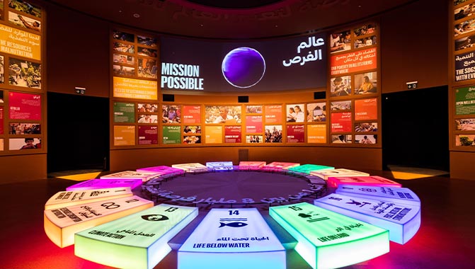More than 70 Christie® laser projectors are helping to inspire visitors in Mission Possible – The Opportunity Pavilion at Expo 2020 Dubai. Photo by  Suneesh Sudhakaran/Expo 2020 Dubai