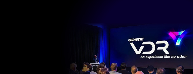 Image of Christie VDR logo on slideshow screen