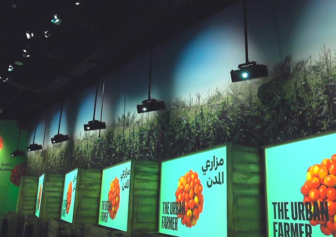 The captivating visitor journey includes interactive games, engaging videos, and a unique ‘upside-down’ projection-mapped garden.