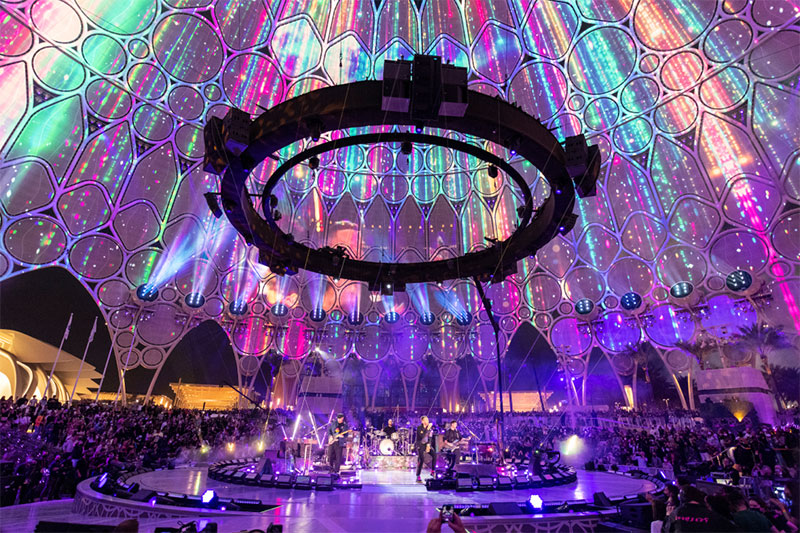 Dramatic projections enhanced Coldplay’s electrifying concert, one of Expo 2020 Dubai’s thrilling Infinite Nights Series of live performances.
