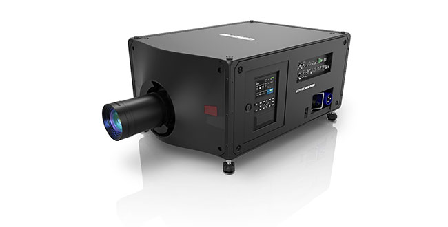 A side view of a Christie Sapphire 4K40-RGBH projector.
